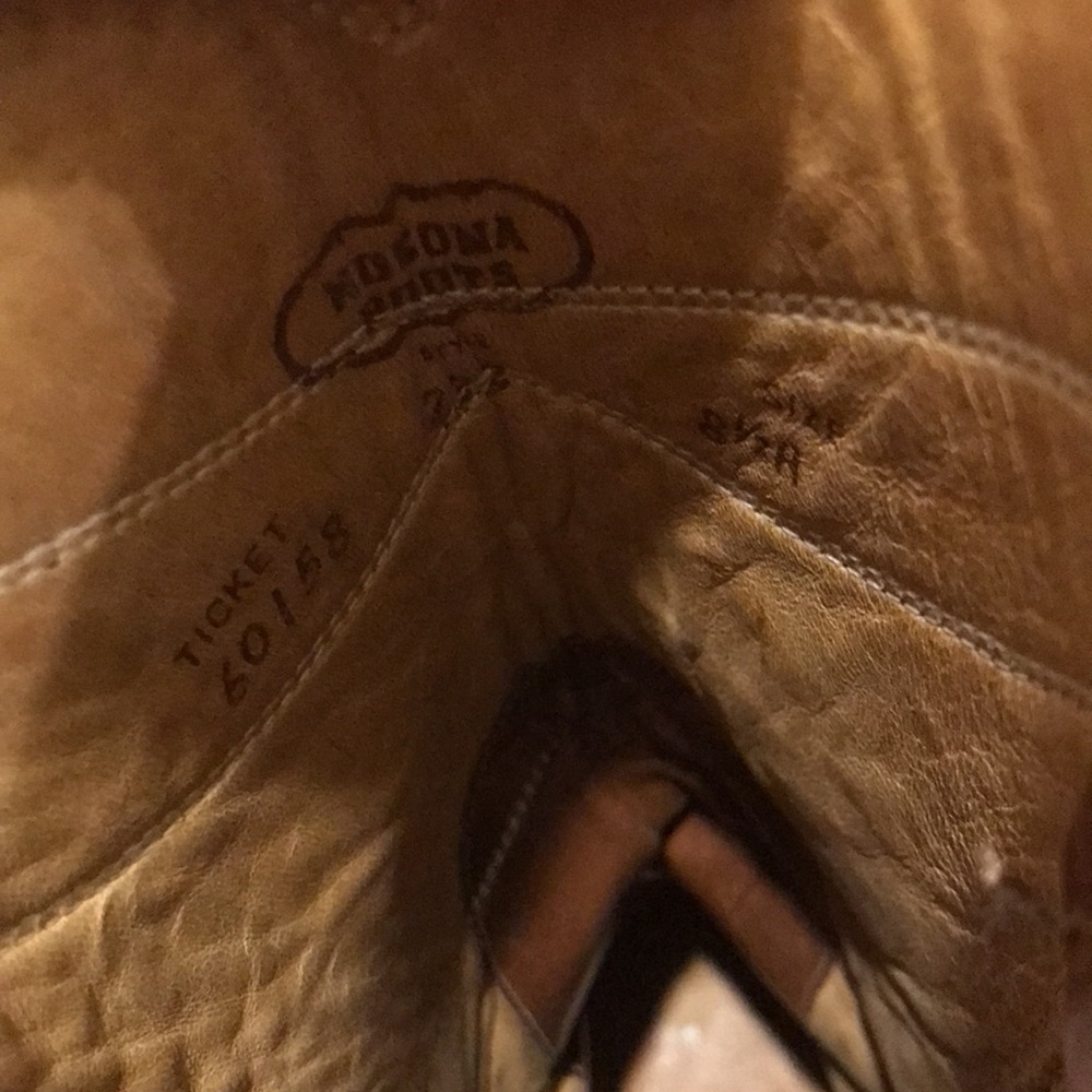 Nocona Brown Leather Cowboy Boots with Pull Tabs - Picture 6 of 12